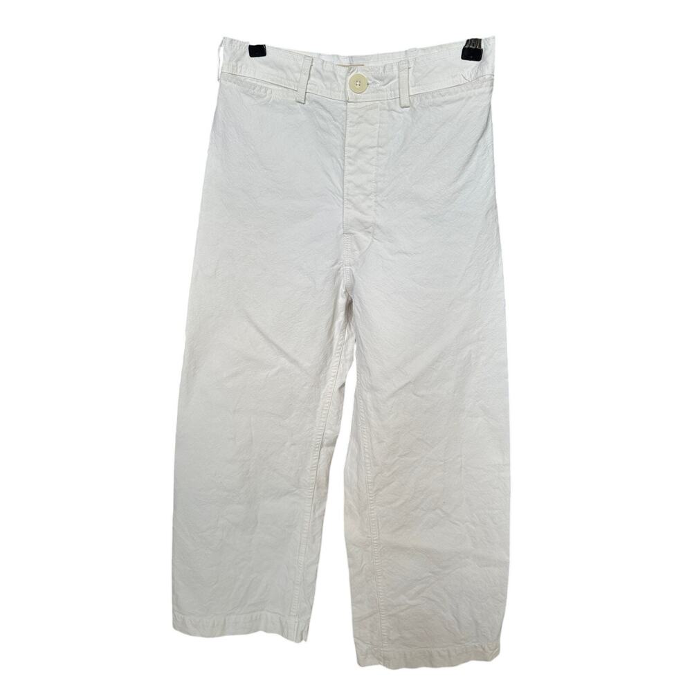 Jesse Kamm Sailor Pants Size 6 Off White Fine Cotton Canvas Wide Leg High Rise